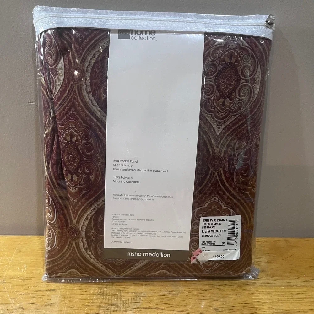 JCPenney Home Kisha Medallion Scarf Valance Crimson Multi 59x216‎ Boho